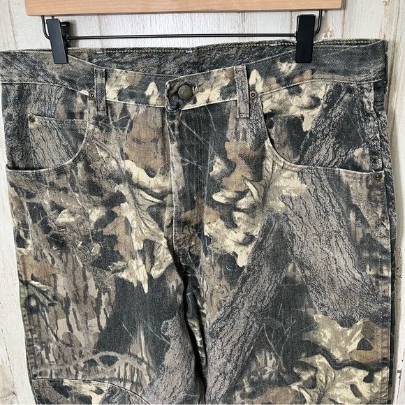 Wrangler Camo Vintage 90s Camo Denim Jeans Double Knee Hunting Mens 36 x 30 - Picture 4 of 7